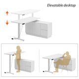 54.3 inches Minimalist Modern White Standing Desk With Electric Lift System and Memory Presets