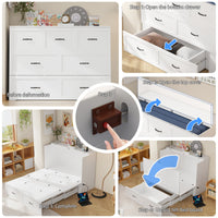 61.8" Modern Minimalist White Fold Out Bed with Power Outlets