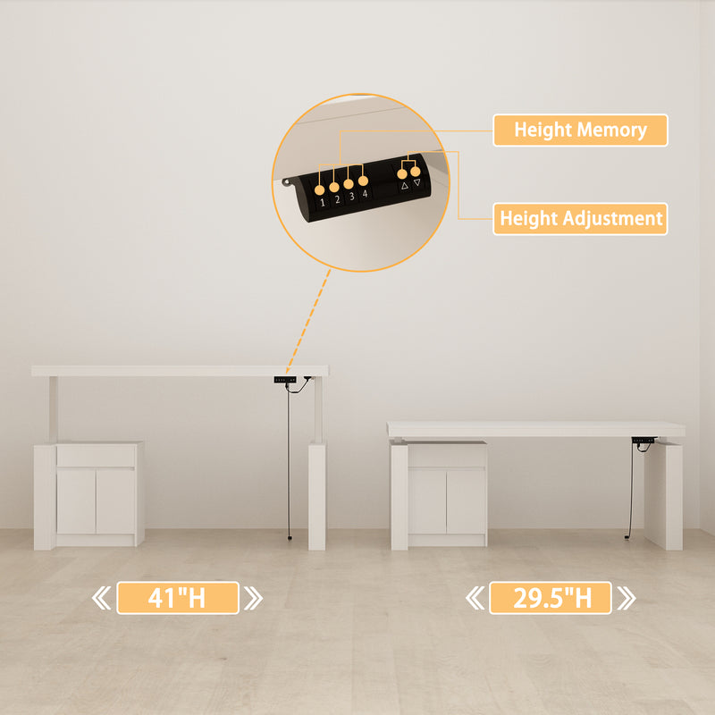 71 inches Modern Minimalist White Standing Desk with Adjustable Height