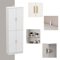 23.2" Modern Minimalist White 6-Shelf Tall Storage Cabinet with Adjustable Compartments