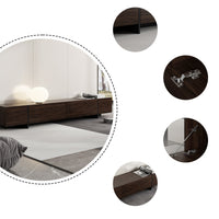 95.7" Modern Rustic Dark Brown Entertainment Center with 4 Pull-Down Doors