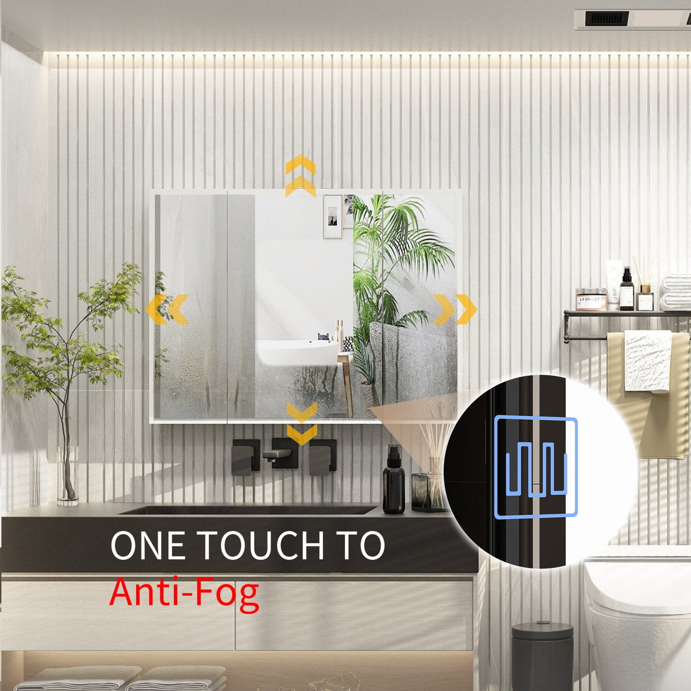 46.1" Minimalist Mirror Medicine Cabinet with Lights and Defogger