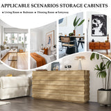 Collage of storage cabinets in various rooms