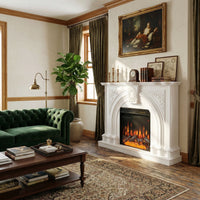 55.2" Built-in Electric Fireplace with Carved Mantel