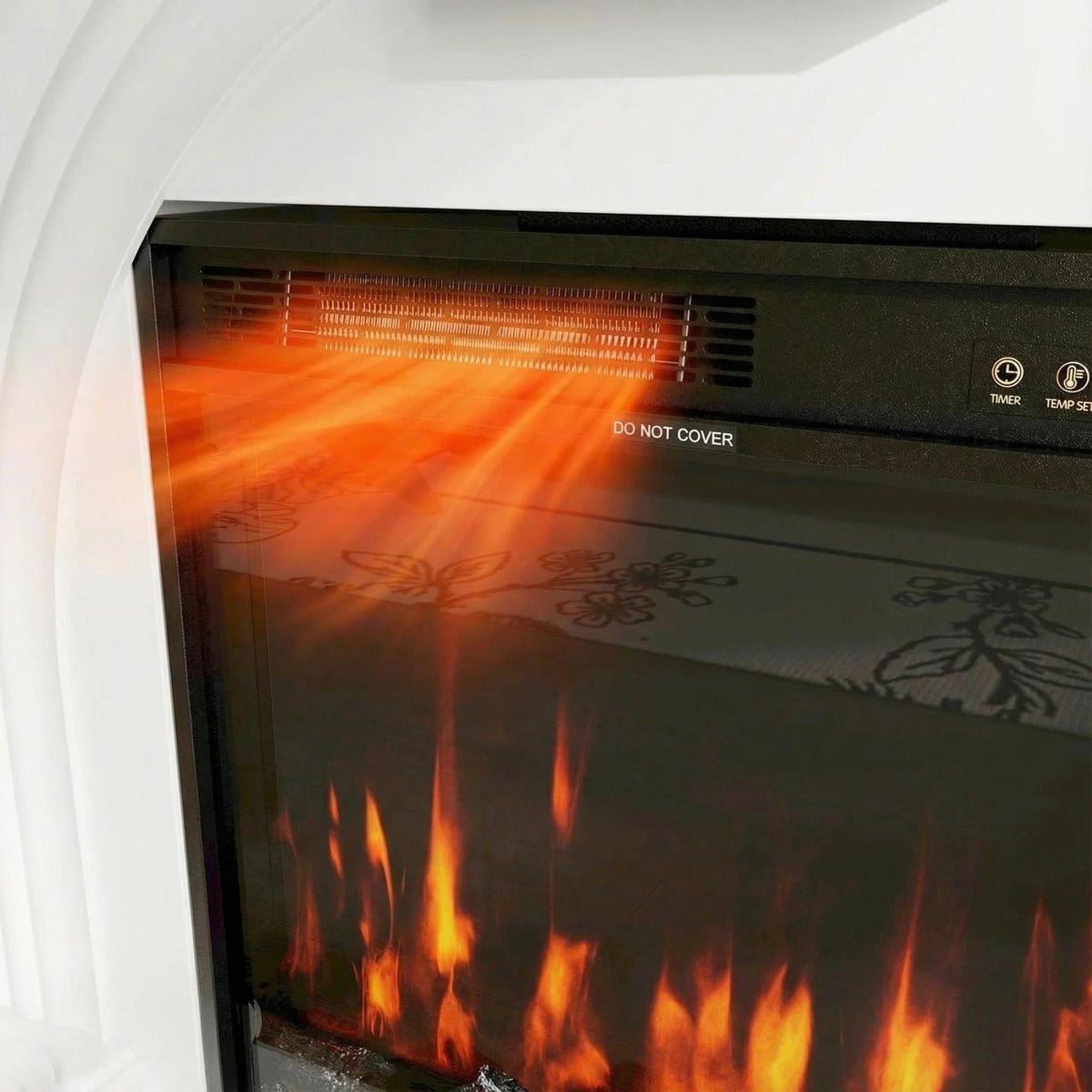 55.2" Built-in Electric Fireplace with Carved Mantel