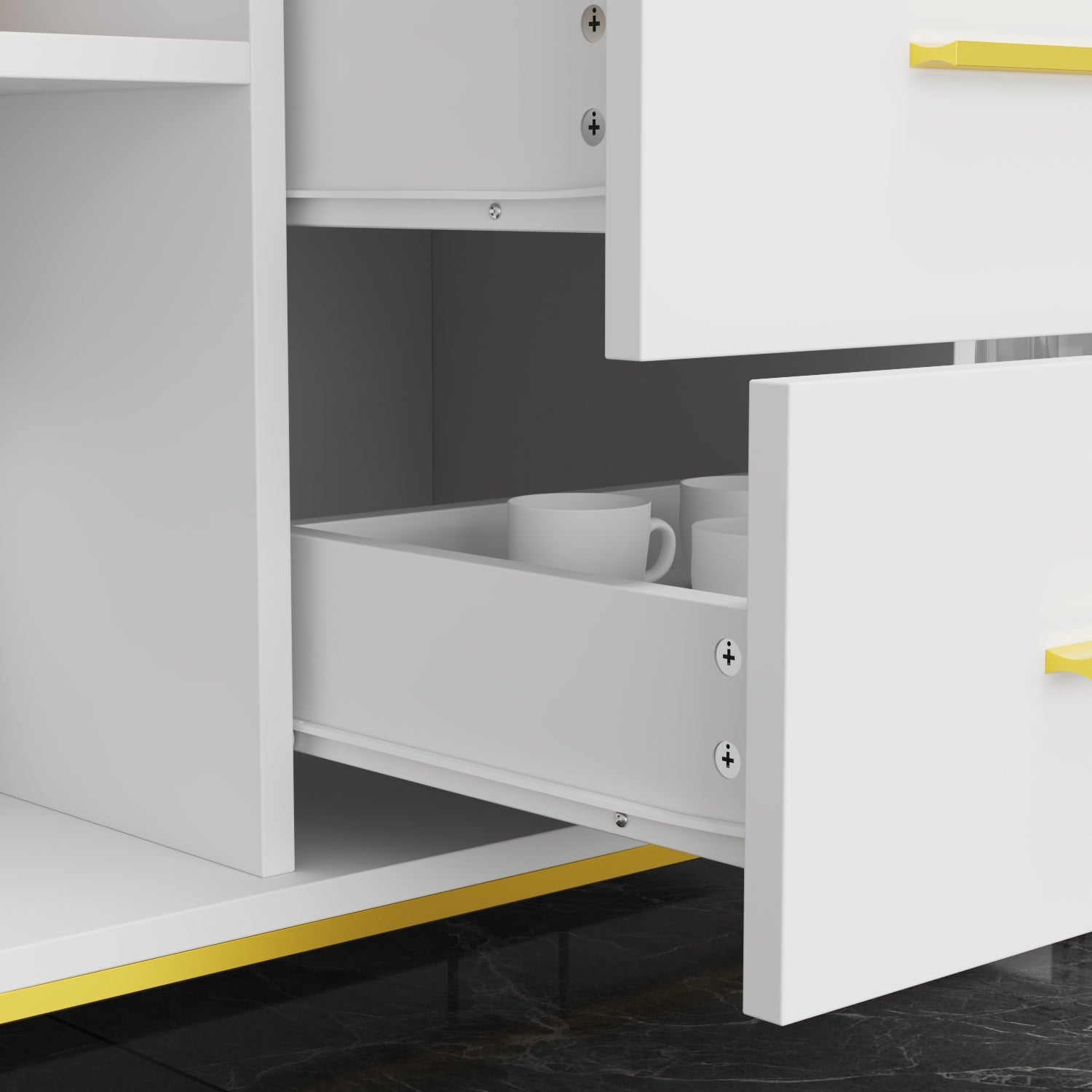 Buffet Sideboard with 3 Drawers & 2 Doors Storage Cabinet Sideboard Credenza Metal Legs for Dining Room and Living Room