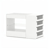 47.2 inches Modern White Closet Island with Strong Storage and Glass Top