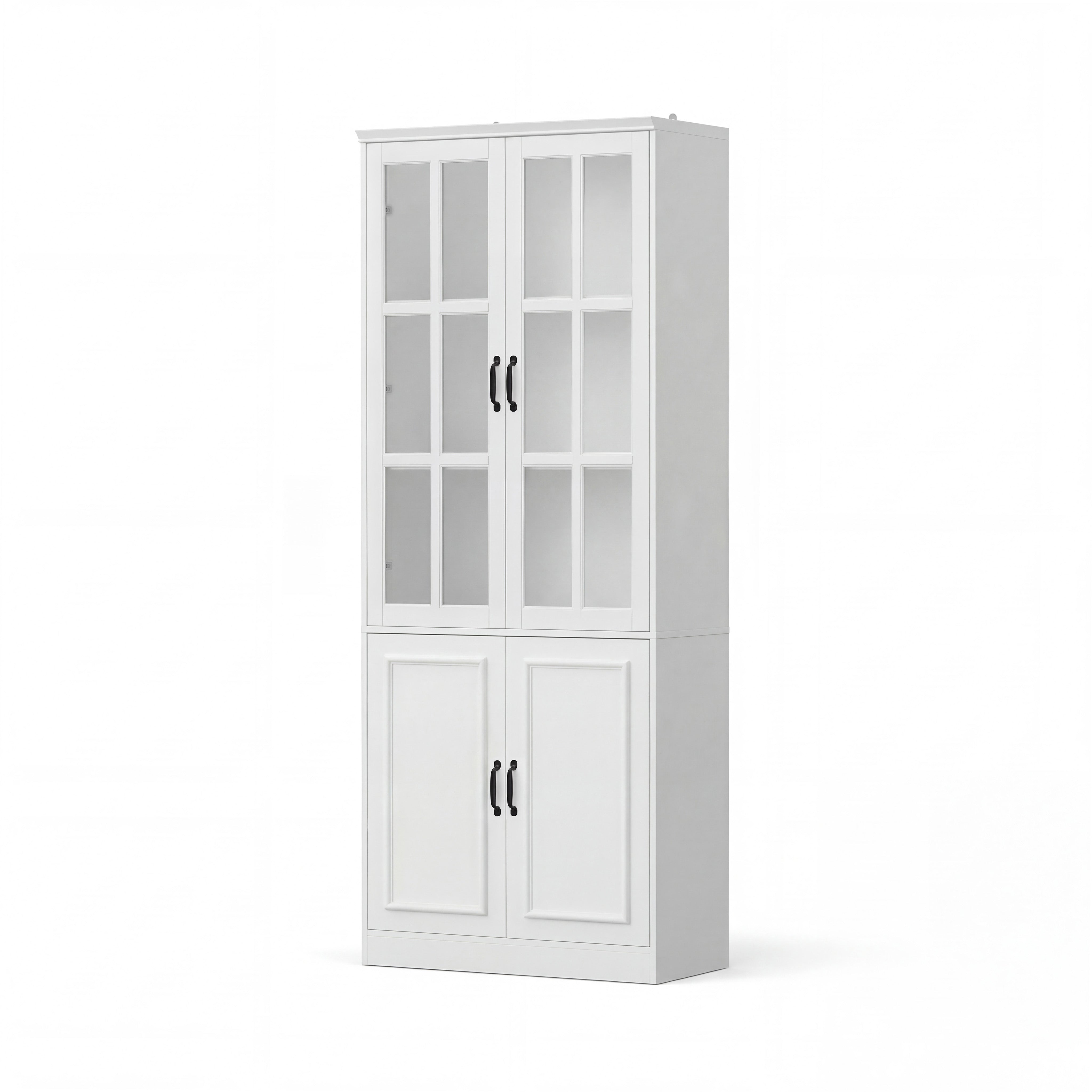 31.5 inches Modern White Standard Storage Bookcase with Glass Door and Shelves