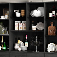 78.7" Modern Dark Gray Kitchen Pantry With 4 Drawers, Adjustable Shelves