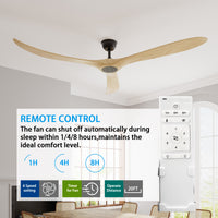 72" Modern Brown Ceiling Fan with 3 Wood Blades