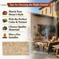 Beige Square Faux Stone Wall Panel Set of 9, Lightweight Indoor & Outdoor Decor Wall Panels