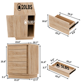 23.6" Oak Engineered Wood 3-Drawer Lockable Smart Nightstand with Hidden Gun Storage Cabinet