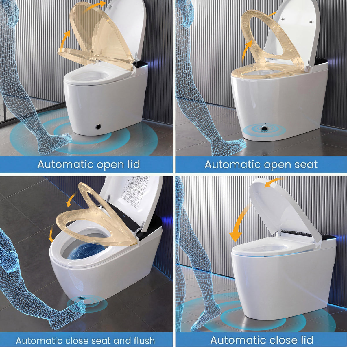 White smart toilet with closed lid, digital display, and built-in bidet