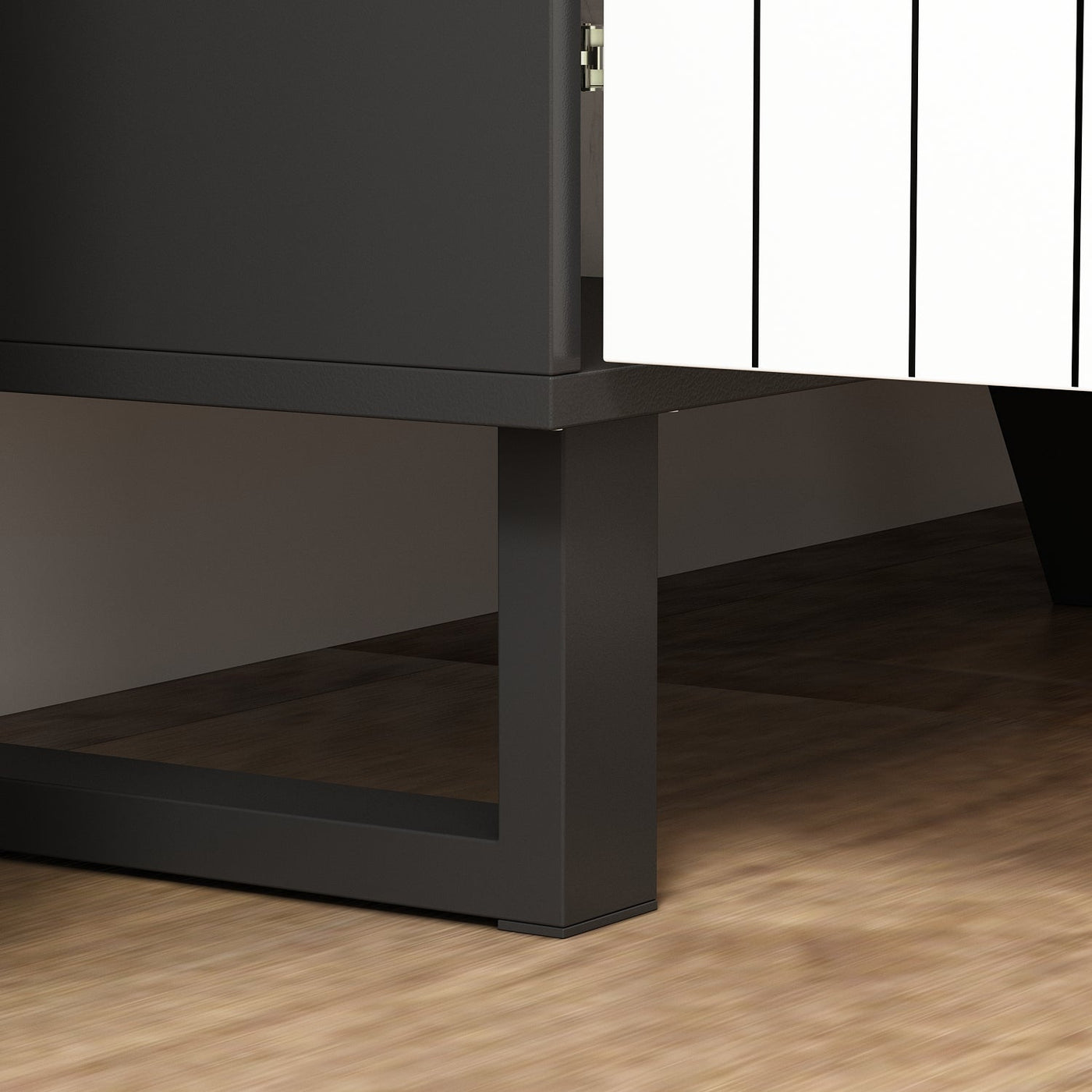 63" Modern Minimalist White 4-Door Storage Cabinet for Living Room and Entryway