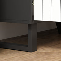 63" Modern Minimalist White 4-Door Storage Cabinet for Living Room and Entryway