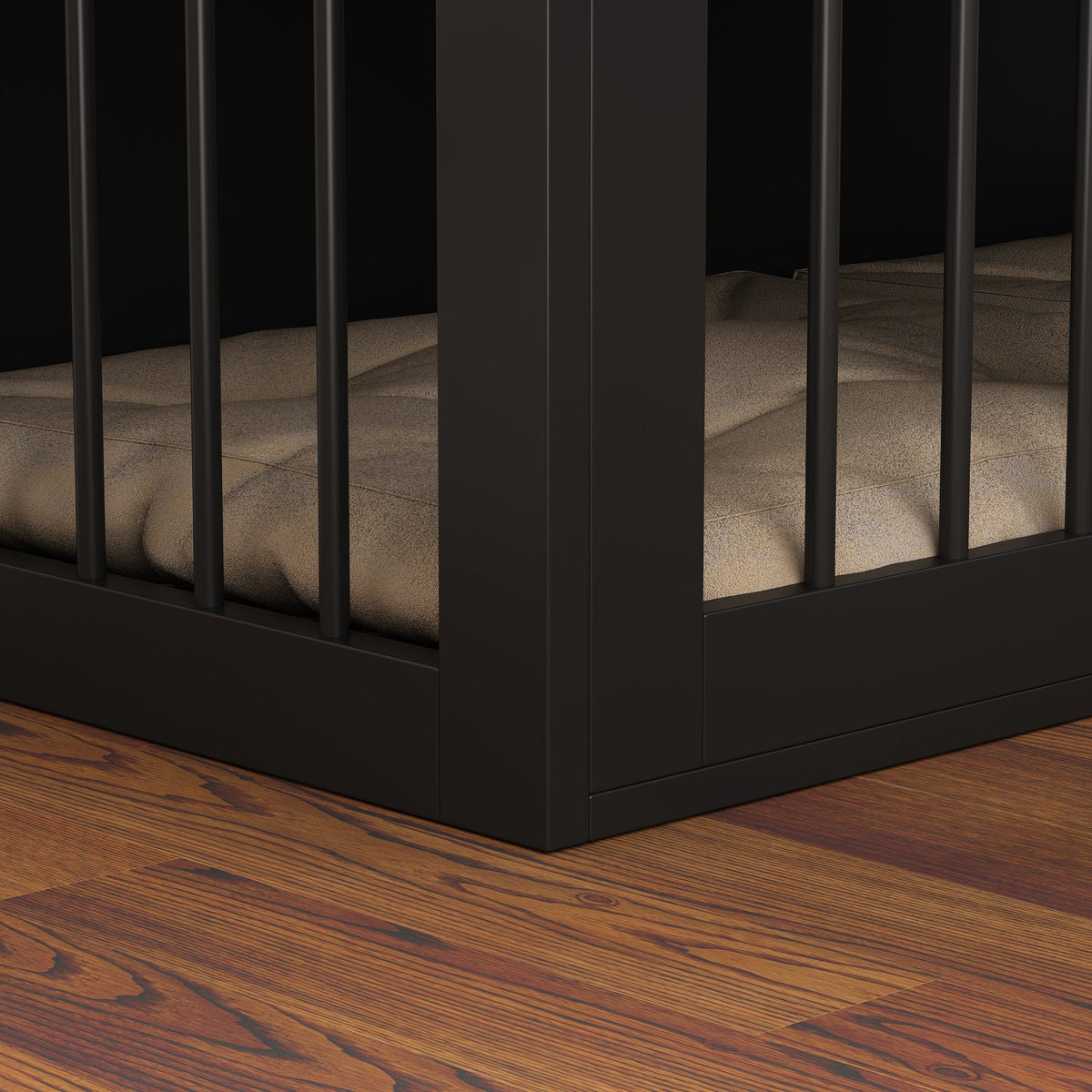 47.2" Modern Black Bed Bench Dog Crate with Cushion