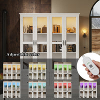 63" Smart White Display Cabinet with Bluetooth LED Lights, 8 Drawers and Glass Doors