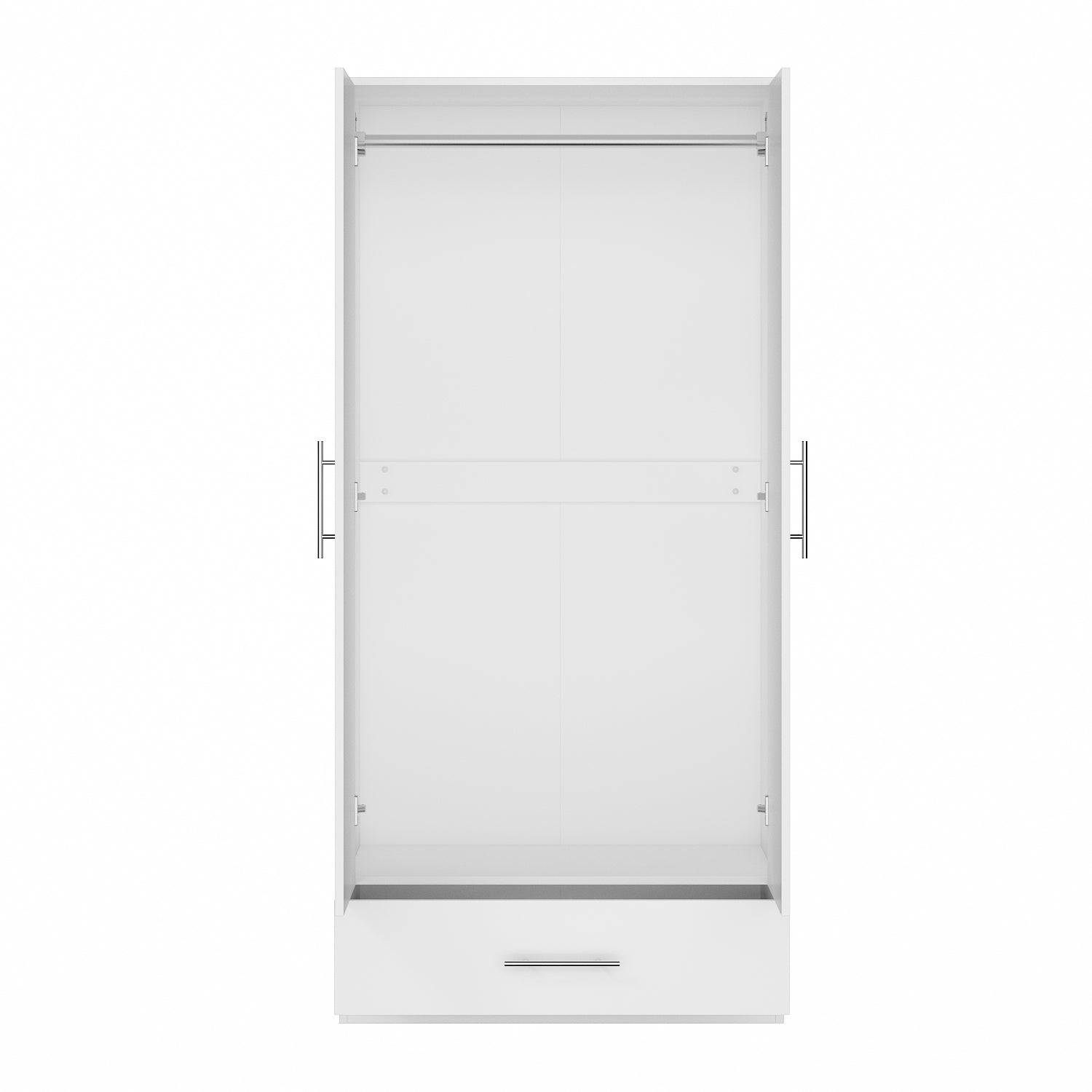 2-Door Wardrobe Cabinet with 1 Drawer Armoire for Bedroom Storage