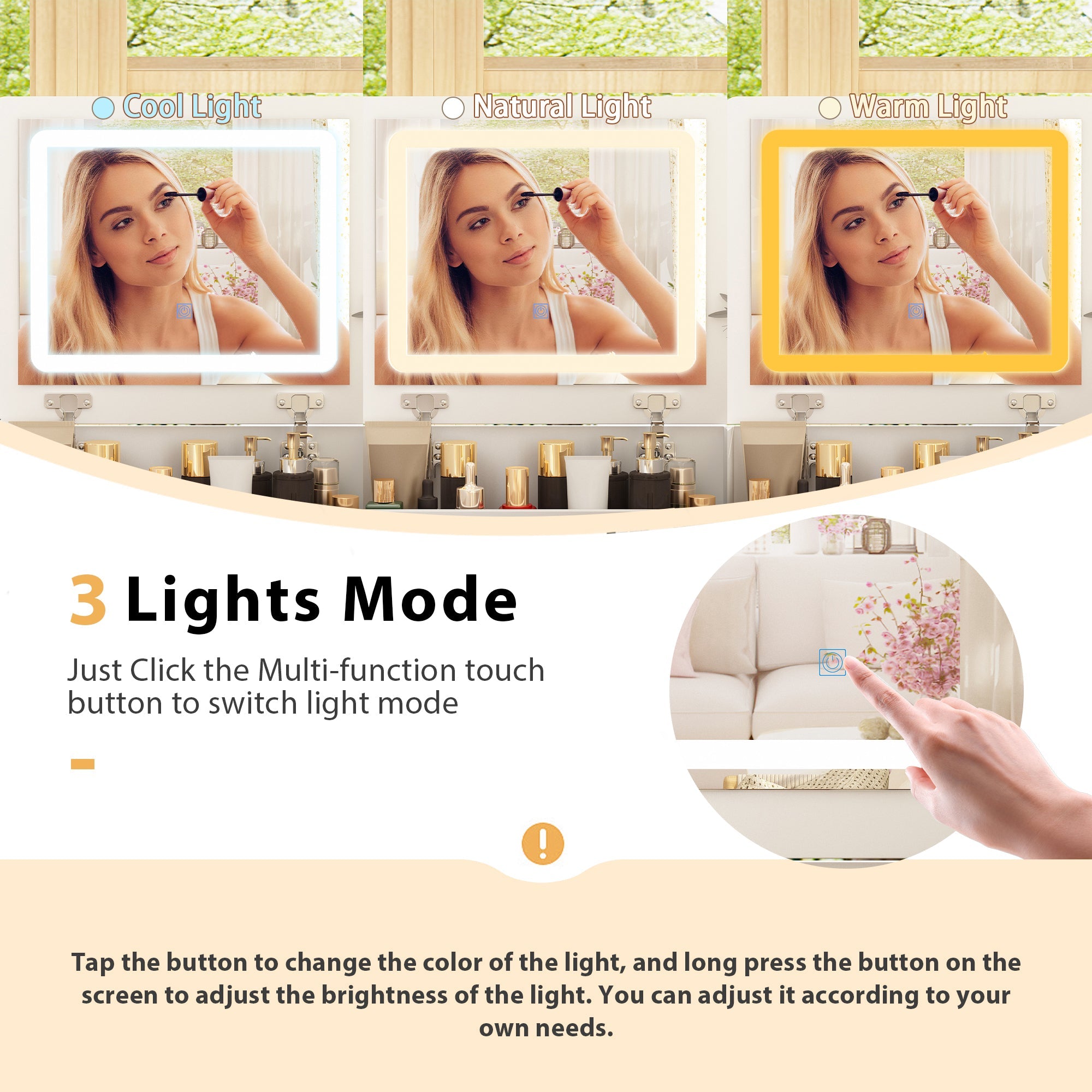 3 Drawers Flip Top Makeup Vanity Table With Storage Stool