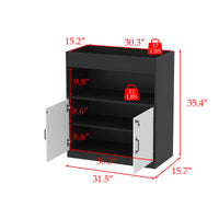 31.5" Modern Black/White Filing File Storage Cabinet With Swing Doors