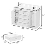 47.2 inch White Changing Table Dresser with 2 Cabinets, 4 Drawers & Removable Changing Top
