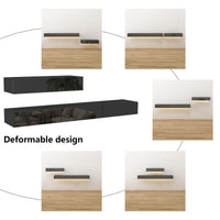 94.5" Modern Minimalist Black TV Stand Wall-Mounted And Freely Arranged TV Stand With LED