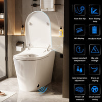 28.2" Modern White Smart Bidet Toilet with UV Sterilization, Heated Seat, Pre-Wash and Warm Air Dryer