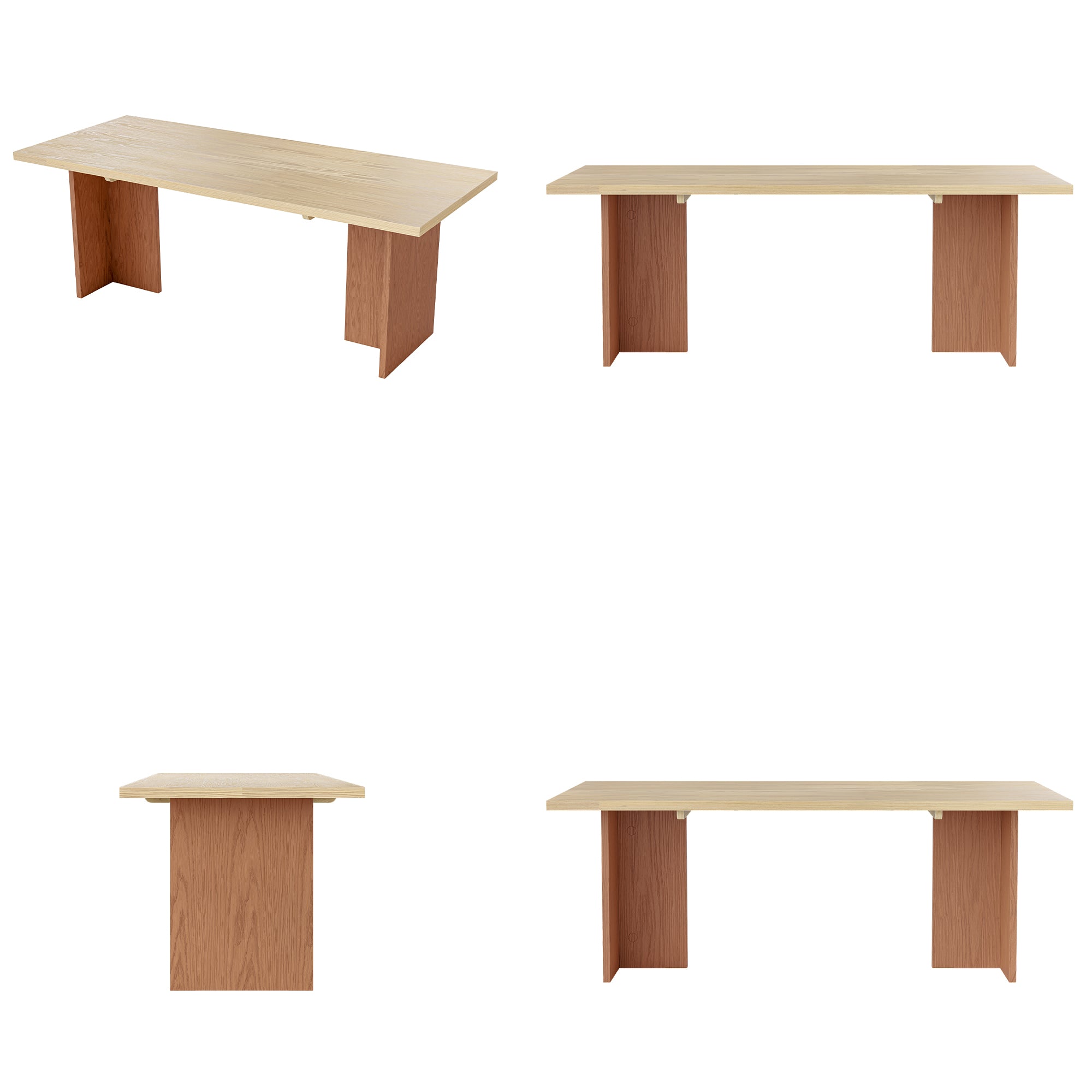 Wood dining table with oak legs