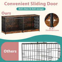 78.7" Chew-Proof Brown Dog Crate with Barn Doors and Double Separate Rooms