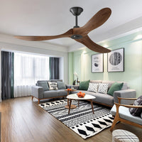 60" Modern Simple Brown Ceiling Fan With Wooden Streamline Design