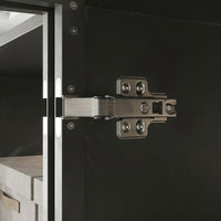 59" Modern Black Wardrobe Armoires With LED Lighting and Tempered Glass Doors