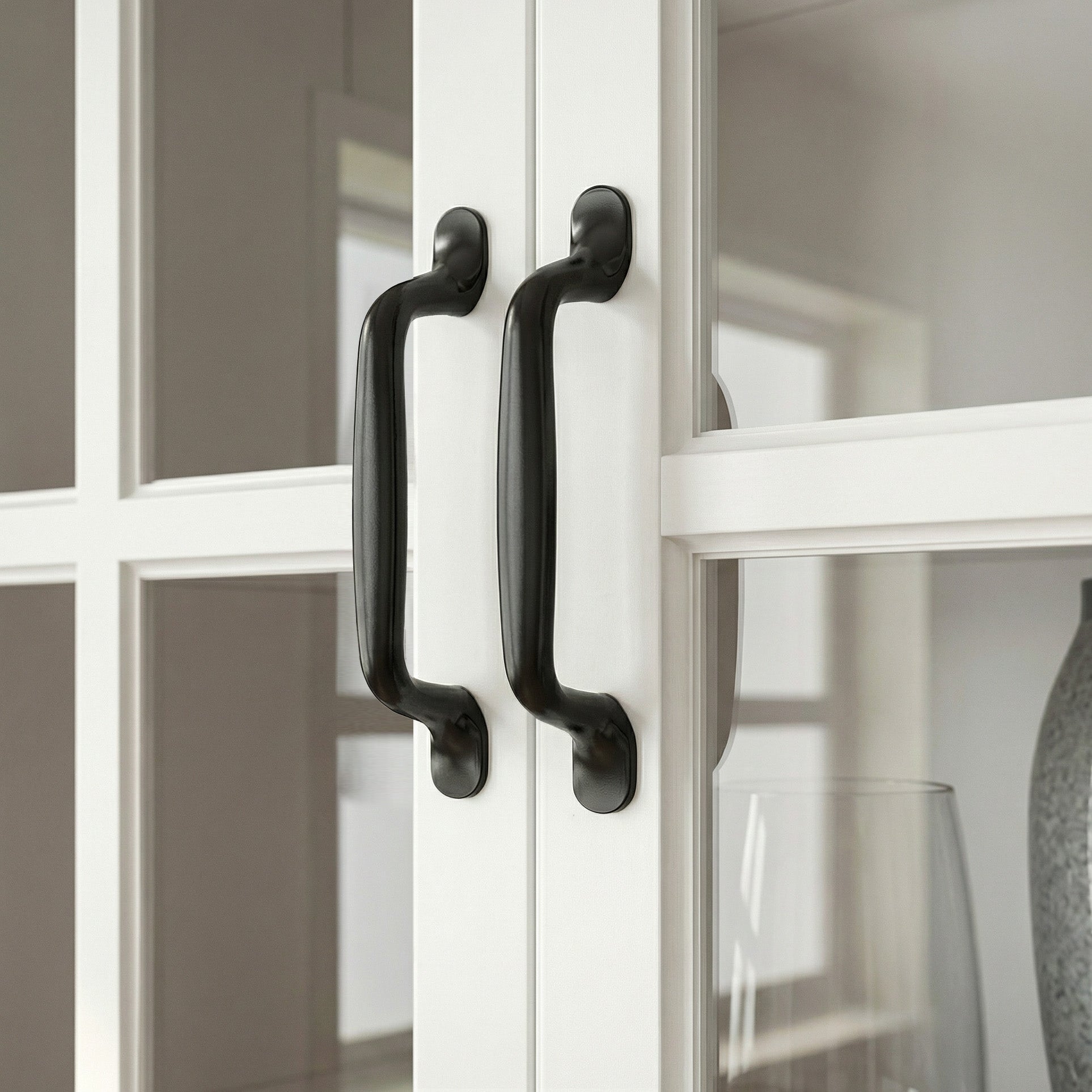 63 inches Modern White 2-Drawer Bookcase with Glass Doors