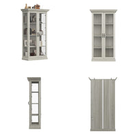 37" Modern 4-Tier Display Bookcase with Glass Doors and Lights
