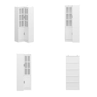 31.5" Modern White Wide Corner Home Office Cabinet