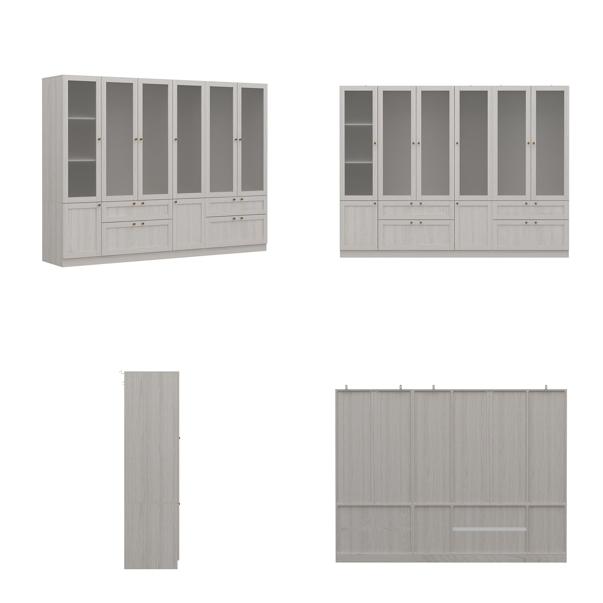 Elegant Multi-Compartment Wardrobe with Frosted Glass Doors & Ample Storage