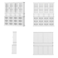 63" Modern White Display Bookcase Cabinet with Glass Doors
