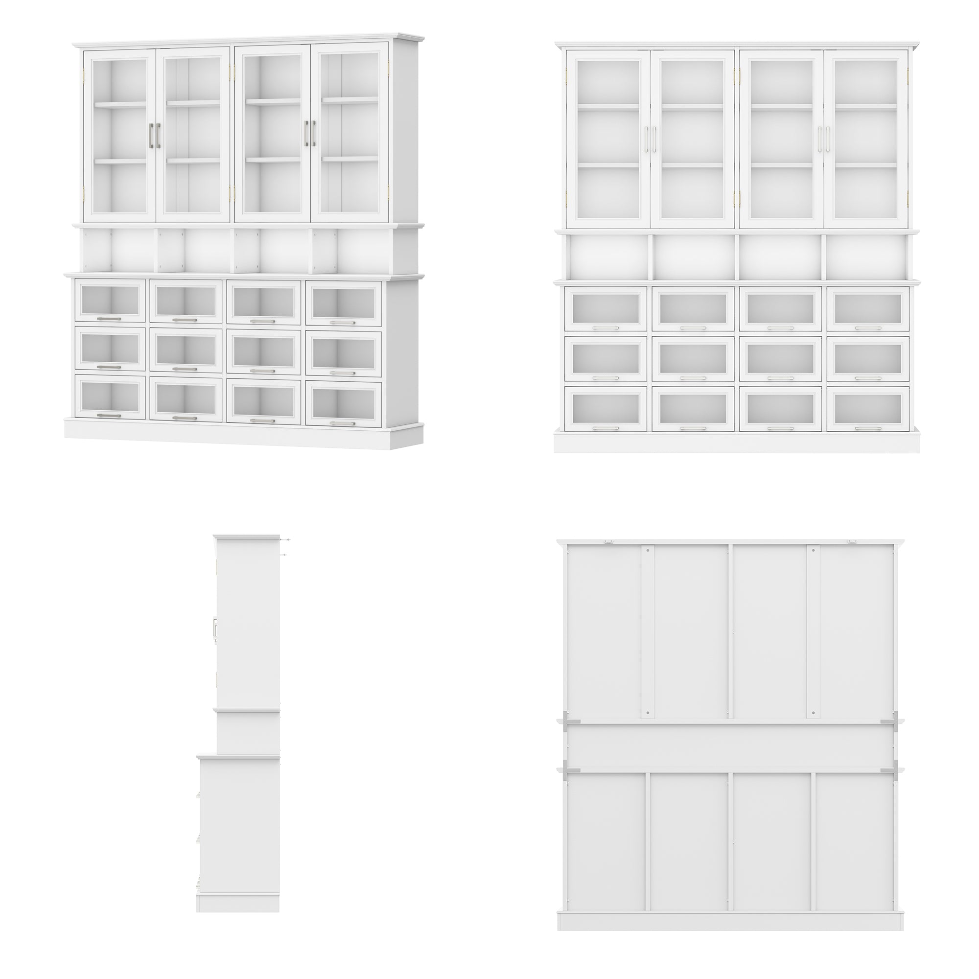63'' W X 79'' H Display Bookcase Cabinet With Glass Doors