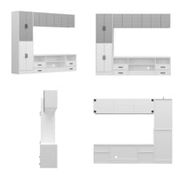 White and gray wall-mounted cabinets on a white background