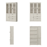 47.2 inch Farmhouse Gray-White Display Bookcase with Glass Doors