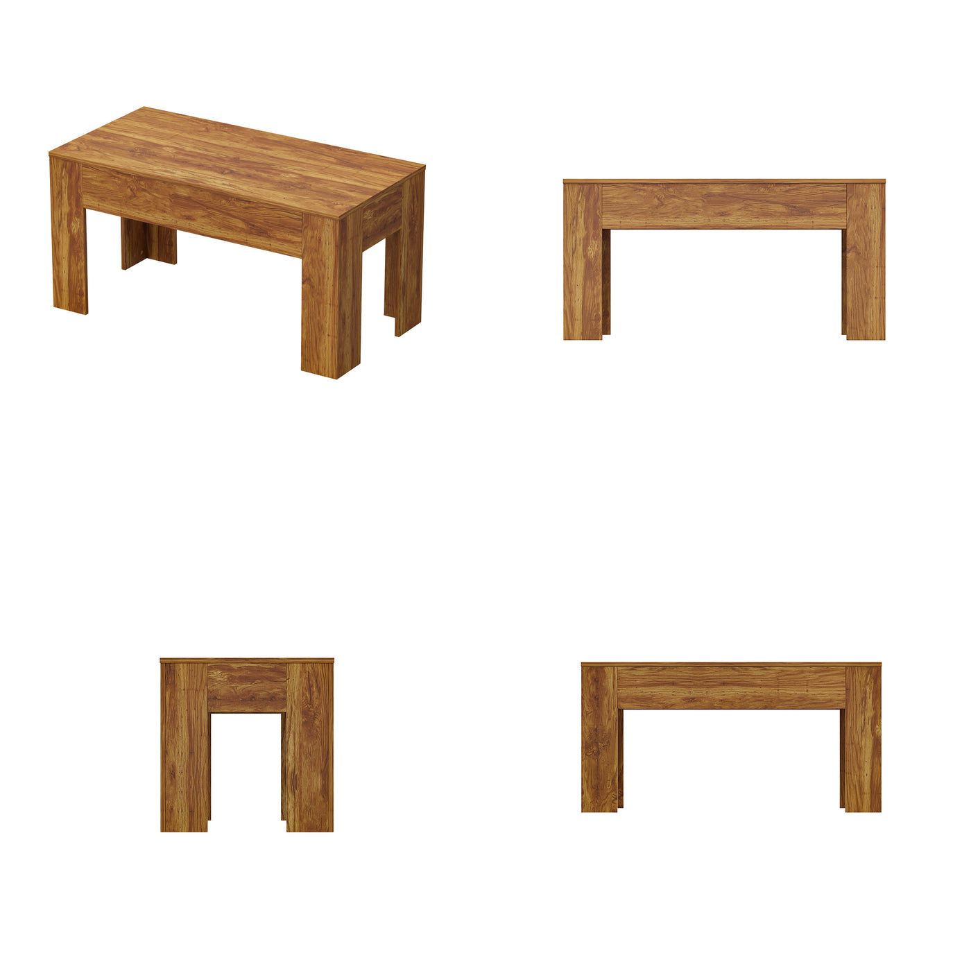 39.4" Traditional Brown Coffee Table with 4 Hidden Compartments