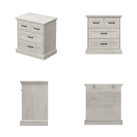 23.6" Modern Rustic Natural Accent Chest with 4 Drawers and Black Metal Handles