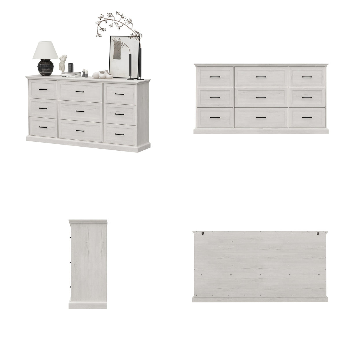 70.9" Modern White/Gray Dresser with 9 Drawers
