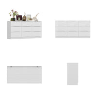 63" Elegant White 9-Drawer Dresser with Recessed Pulls
