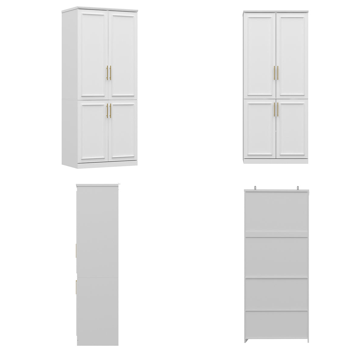 Rena 31.7" Modern White 4-Door Armoire with Hanging Rod