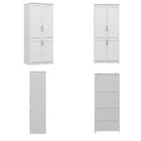 Rena 31.7" Modern White 4-Door Armoire with Hanging Rod