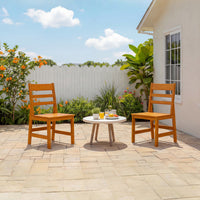 19" Modern Natural Wood Outdoor Dining Chair 2-Piece Set with 700 lb. Weight Capacity