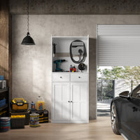 31.5'' Modern White EV Charger Cabinet with Cable Hooks, 2 Drawers and Storage Cabinet