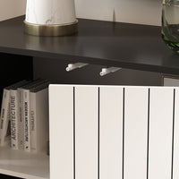 63" Modern Minimalist White 4-Door Storage Cabinet for Living Room and Entryway