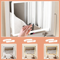 18.7" Modern White Makeup Vanity Desk with Lights and Flip Mirror