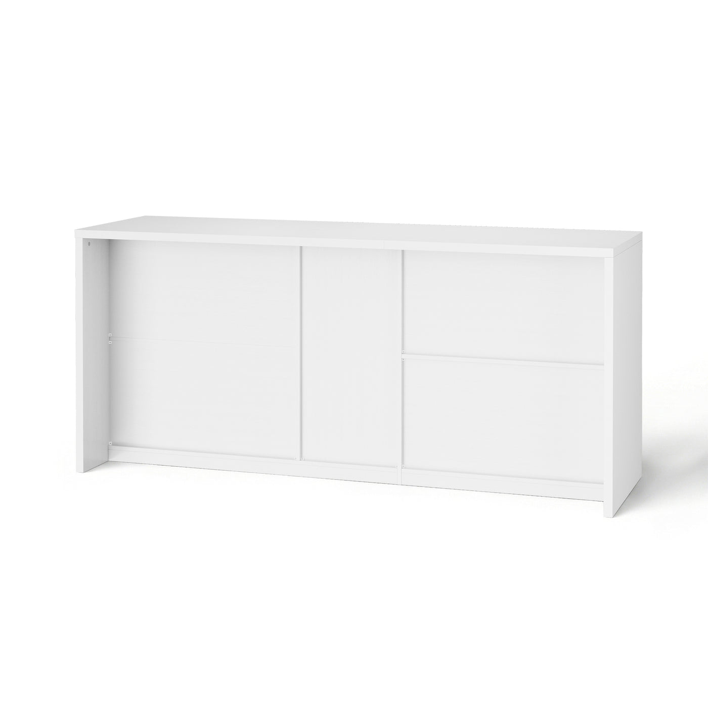 78.7" Contemporary White Kitchen Island with Tempered Glass Door & 3 Drawers